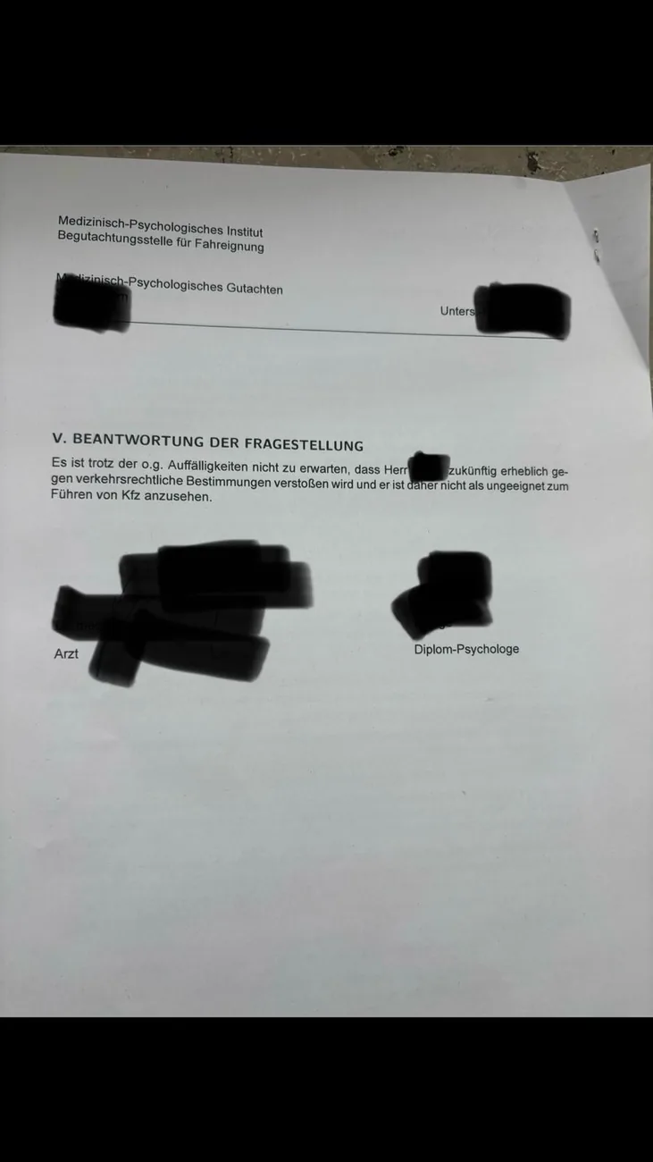 Bestandenes MPU-Gutachten