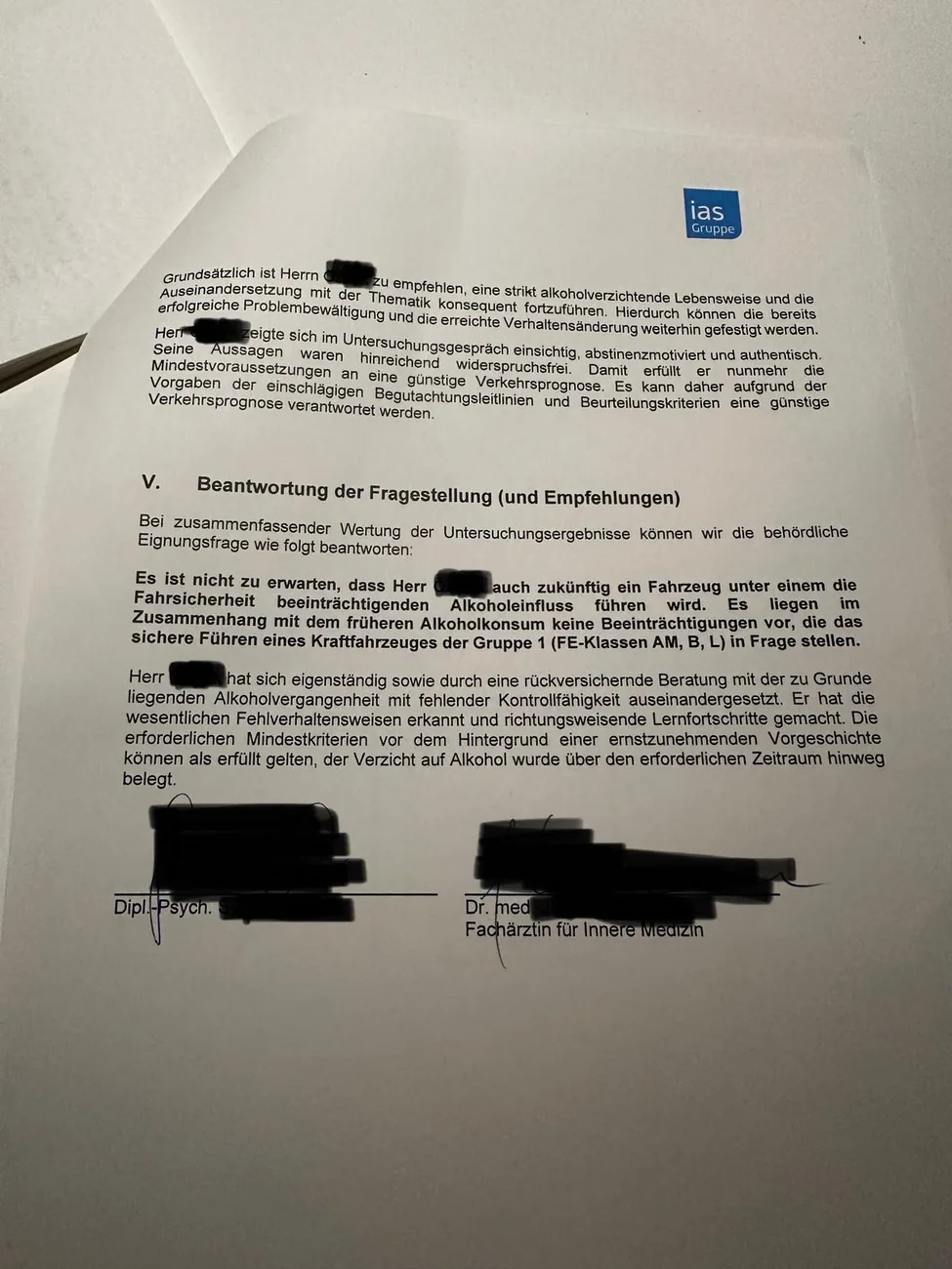 Bestandenes MPU-Gutachten