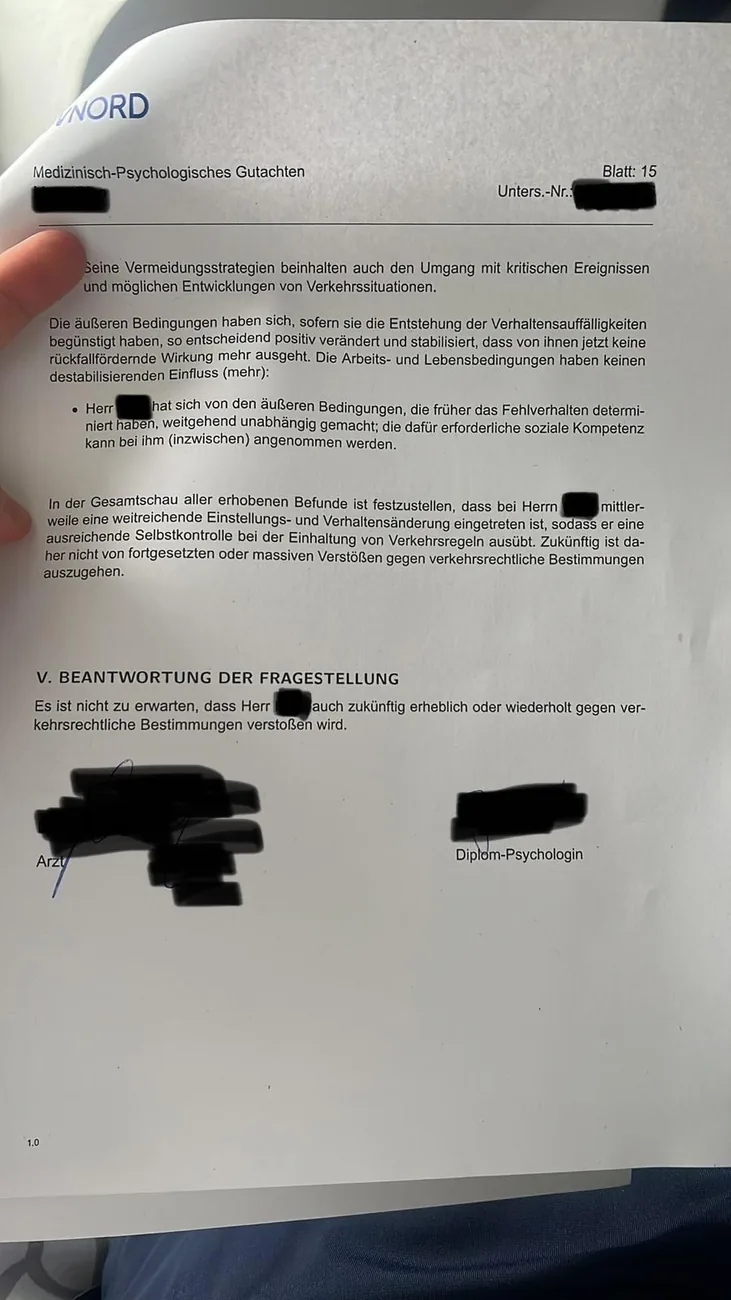 Bestandenes MPU-Gutachten
