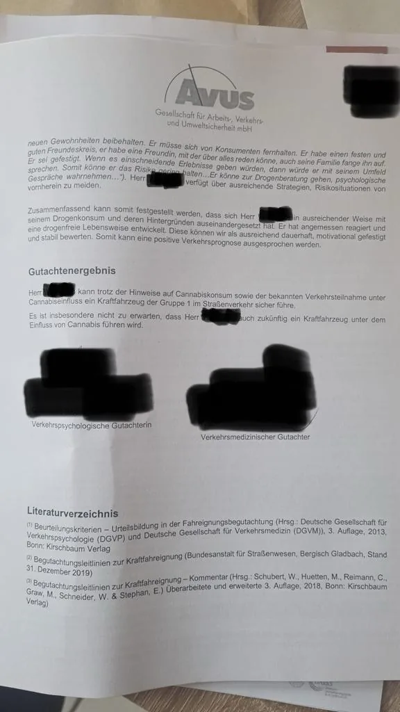 Bestandenes MPU-Gutachten
