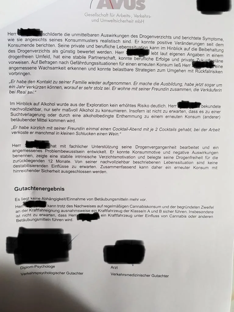 Bestandenes MPU-Gutachten