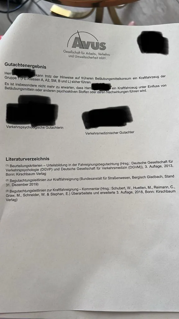 Bestandenes MPU-Gutachten