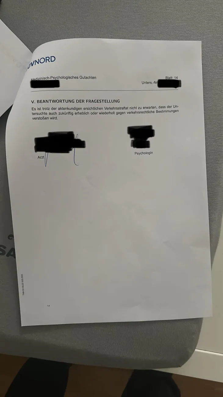 Bestandenes MPU-Gutachten