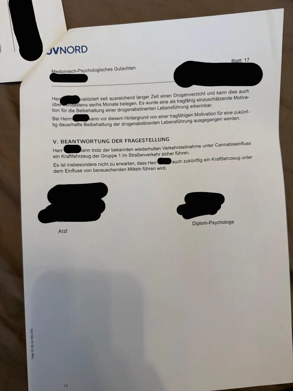 Anonymisiertes bestandenes MPU-Gutachten