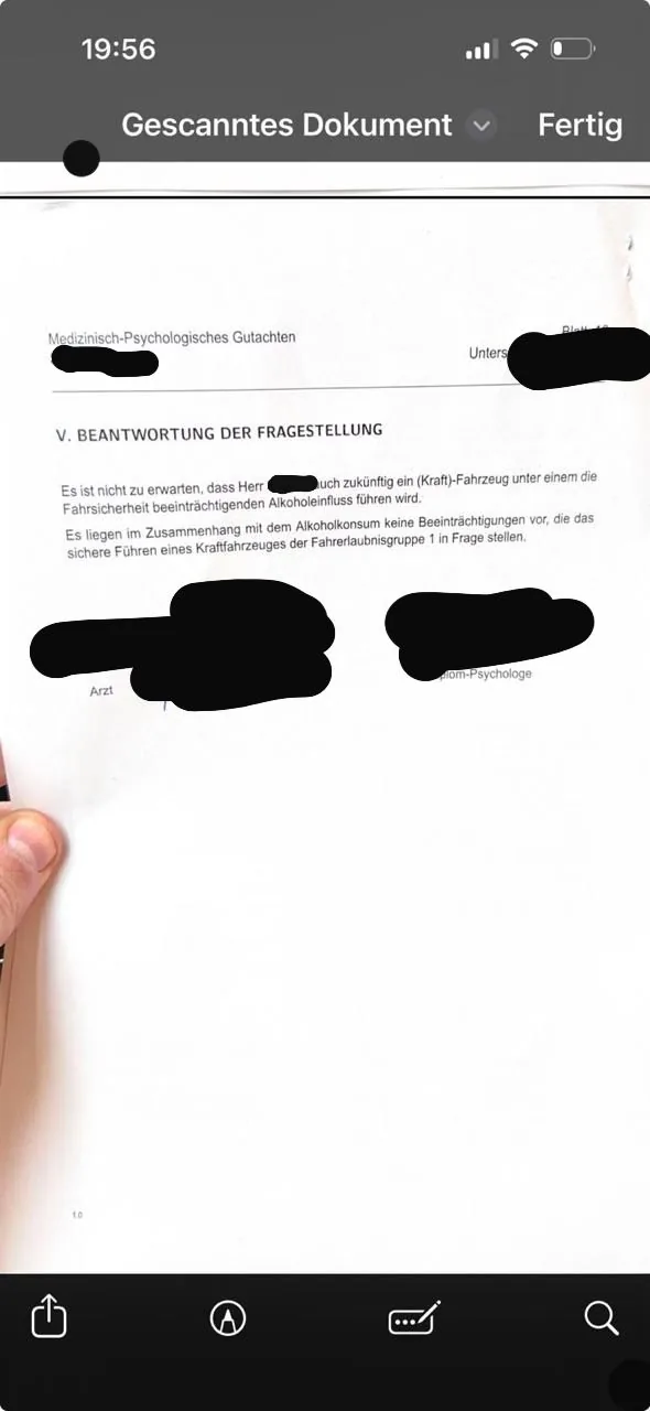 Anonymisiertes bestandenes MPU-Gutachten
