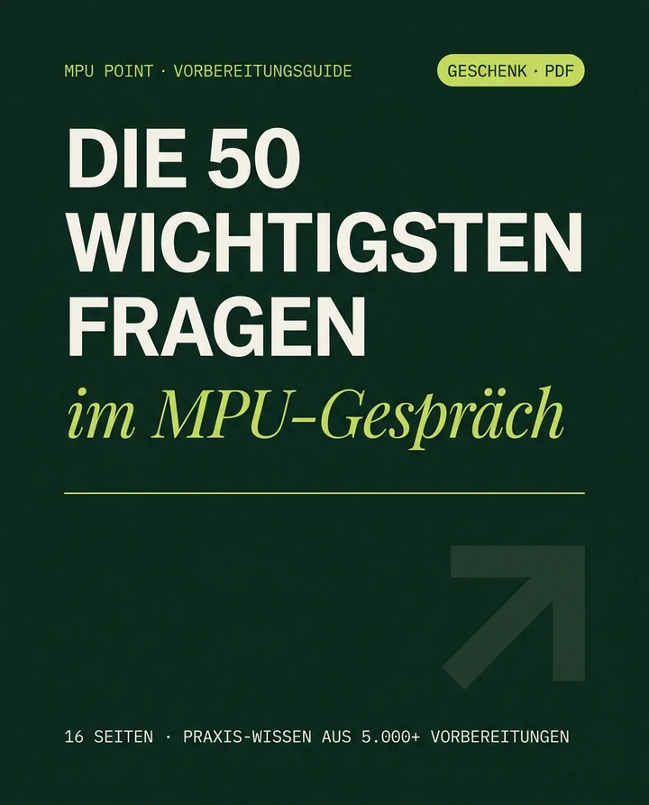 Vorbereitungsguide: Die 50 wichtigsten Fragen im MPU-Gespräch — kostenloses PDF von MPU Point